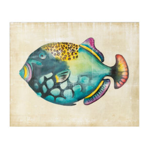 Blue and Purple Aquarium Fish Acrylic Print