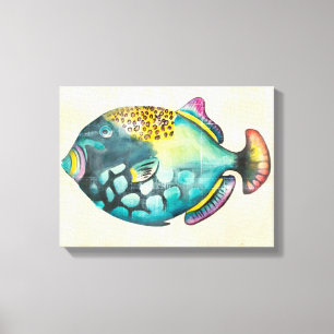 Blue and Purple Aquarium Fish Canvas Print