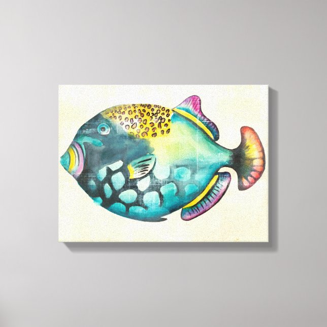 Blue and Purple Aquarium Fish Canvas Print (Front)