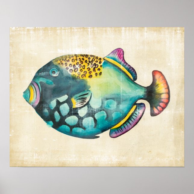 Blue and Purple Aquarium Fish Poster (Front)