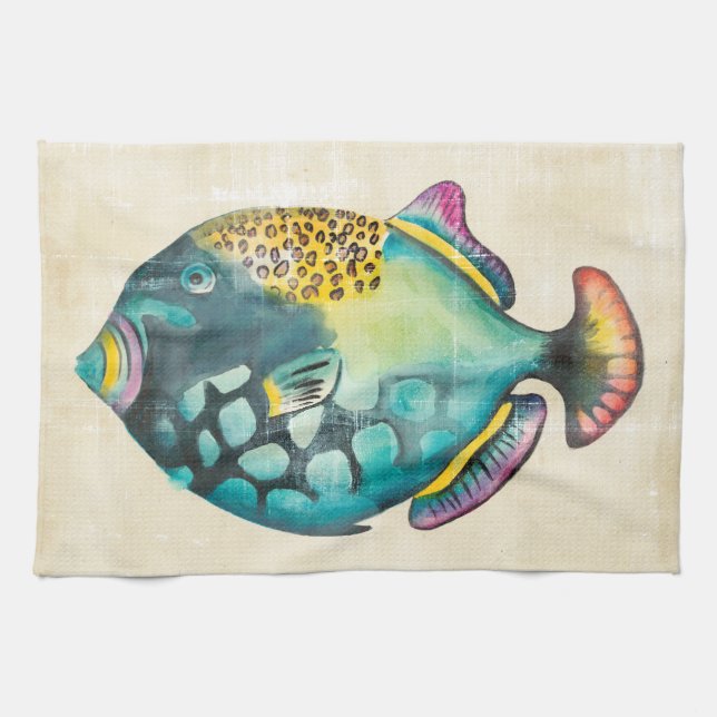 Blue and Purple Aquarium Fish Towel (Horizontal)