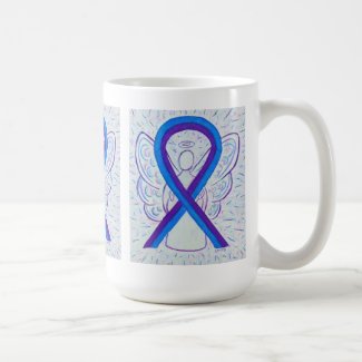 Blue and Purple Awareness Ribbon Angel Art Mug