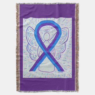 Blue and Purple Awareness Ribbon Angel Blanket