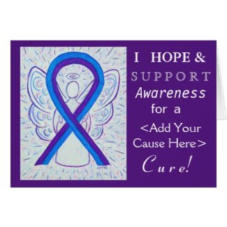 Blue and Purple Awareness Ribbon Angel Cause Cards