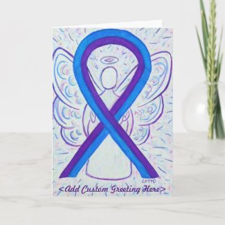 Blue and Purple Awareness Ribbon Angel Custom Card