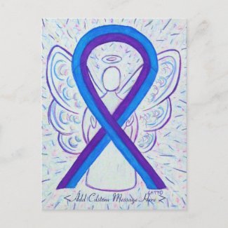 Blue and Purple Awareness Ribbon Angel Postcard