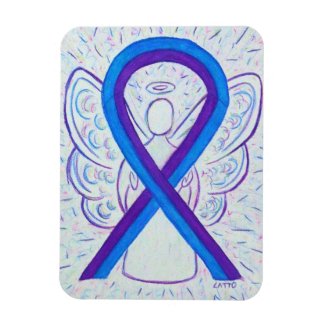 Blue and Purple Awareness Ribbon Art Magnets