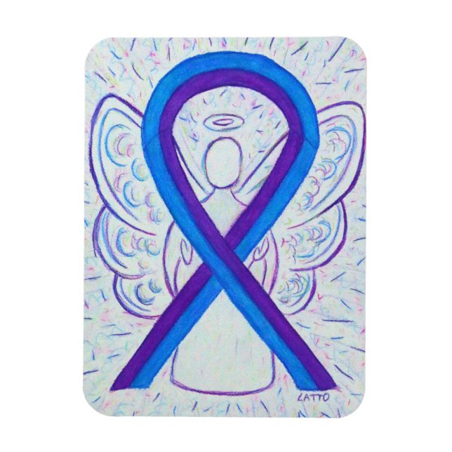 Blue and Purple Awareness Ribbon Art Magnets (Vertical)