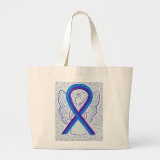Blue and Purple Awareness Ribbon Art Tote Bag