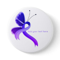 Blue and Purple Awareness Ribbon Butterfly  Button
