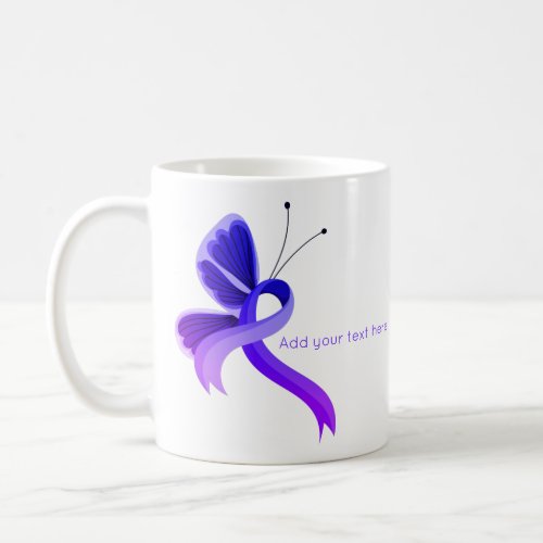 Blue and Purple Awareness Ribbon Butterfly Coffee Mug