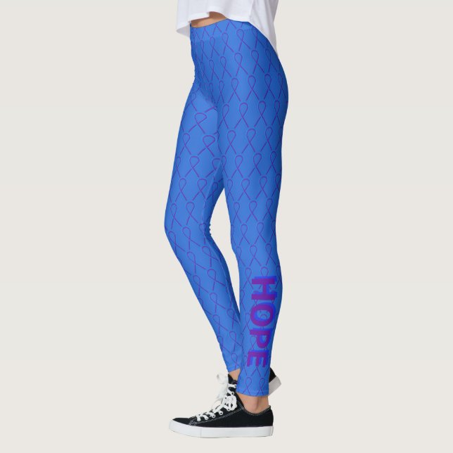 Blue and Purple Awareness Ribbon Custom Leggings (Left)