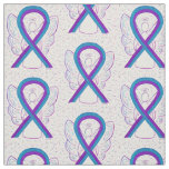 Blue and Purple Awareness Ribbon Custom Material Fabric