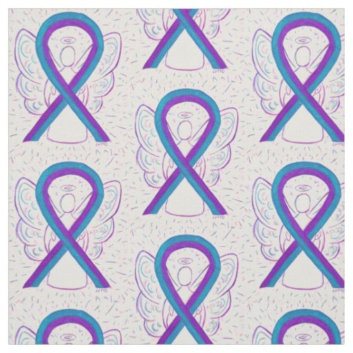 Blue and Purple Awareness Ribbon Custom Material Fabric