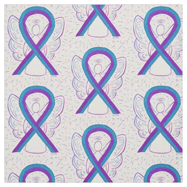 Blue and Purple Awareness Ribbon Custom Material Fabric (Swatch)