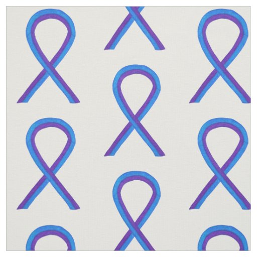 Blue and Purple Awareness Ribbon Custom Material Fabric