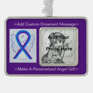 Blue and Purple Awareness Ribbon Custom Ornament