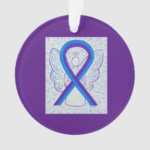 Blue and Purple Awareness Ribbon Custom Ornaments