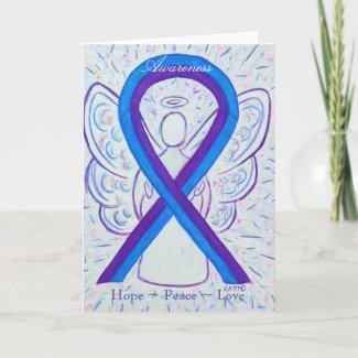 Blue and Purple Awareness Ribbon Greeting Card