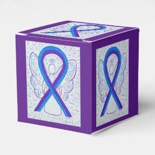 Blue and Purple Awareness Ribbon Party Favor Box