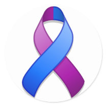 Blue and Purple Awareness Ribbon Round Sticker