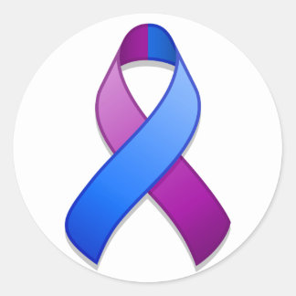 Blue and Purple Awareness Ribbon Round Sticker