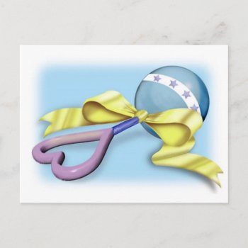 Blue And Purple Baby Rattle Postcard by stargiftshop at Zazzle