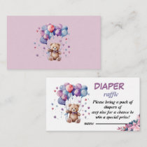 blue and purple balloons teddy bear baby shower enclosure card