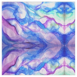 Blue and Purple Blots Watercolor Art Fabric