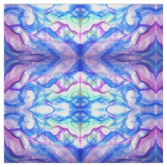 Blue and Purple Blots Watercolor Art Fabric