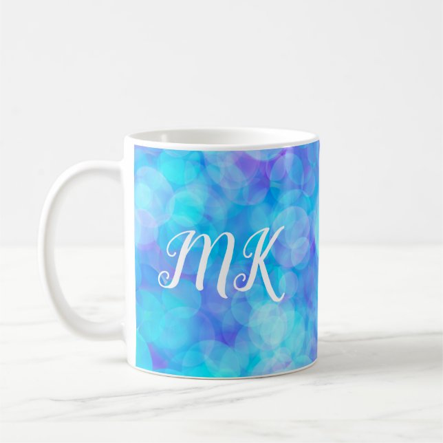 Blue and Purple Bokeh Bubbles  Coffee Mug (Left)