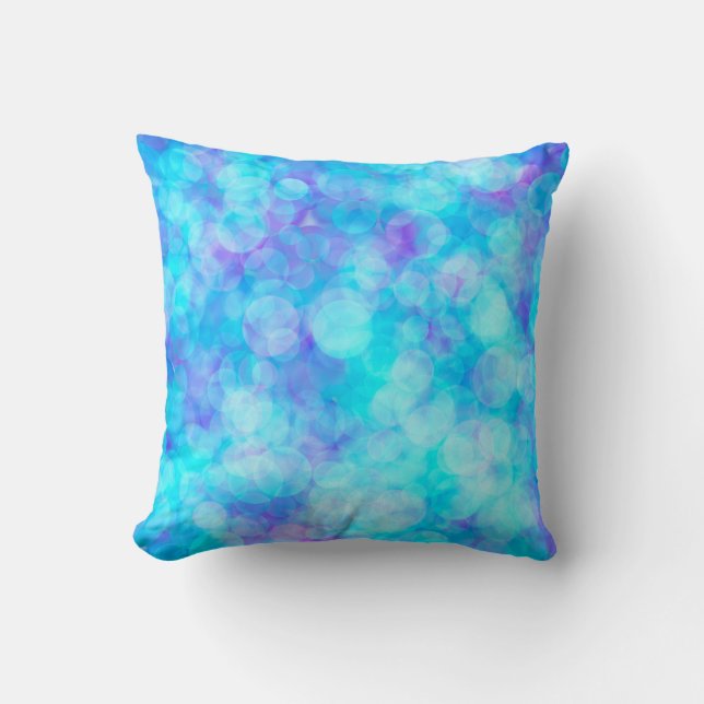 Blue and Purple Bokeh Bubbles   Throw Pillow (Front)