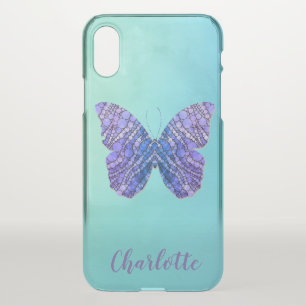 Blue and Purple Butterfly Name Monogram iPhone X Case