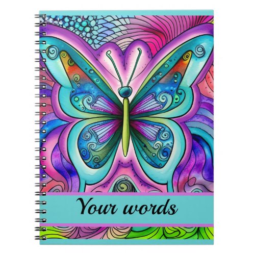  Blue and Purple Butterfly Spiral Photo Notebook