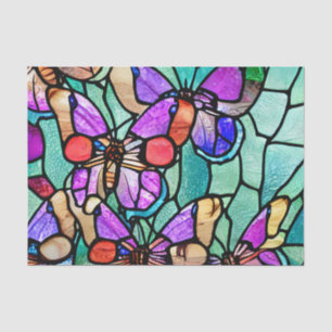 Blue and Purple Butterfly Stained Glass Decoupage Tissue Paper