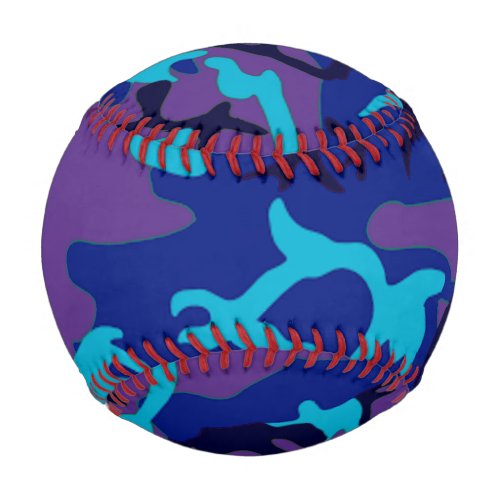 Blue and Purple Camouflage Pattern Baseball