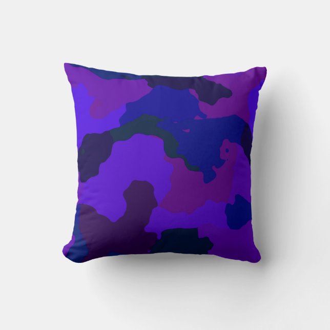 Blue and Purple Camouflage Throw Pillow (Front)