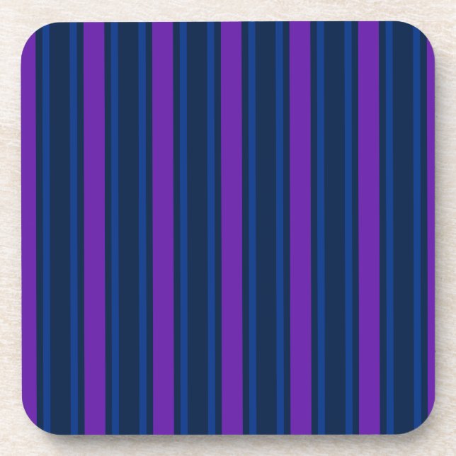 Blue and purple candy stripes beverage coaster (Front)