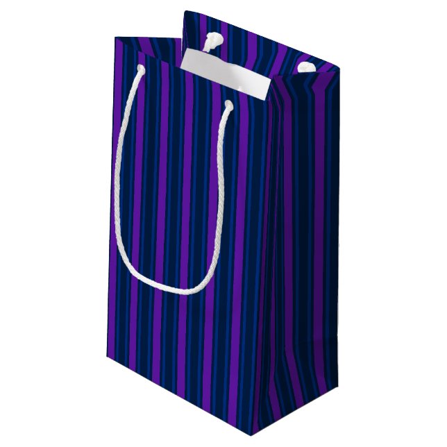 Blue and purple candy stripes small gift bag (Back Angled)
