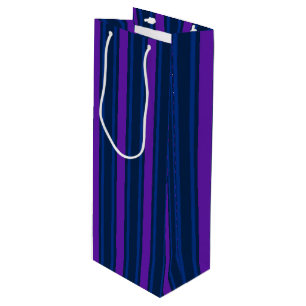 Blue and purple candy stripes wine gift bag