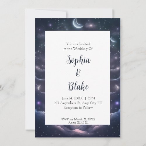 Blue and Purple Celestial Fantasy Wedding Invitation