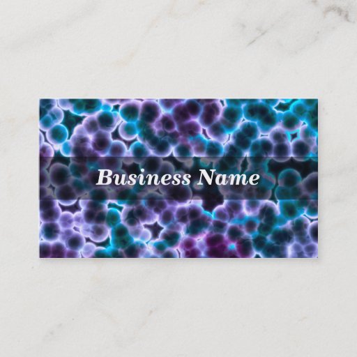 Customizable Blue and Purple Cells on Black Background Business Cards