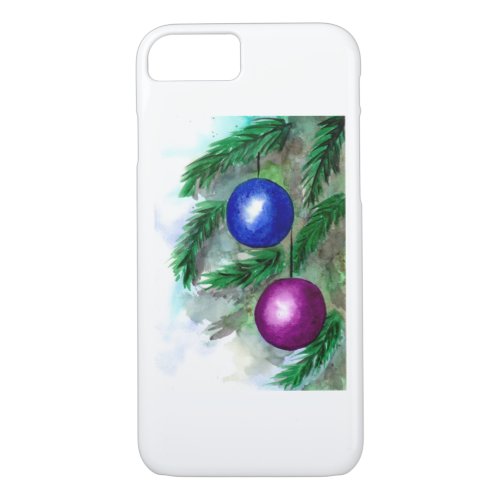 Blue and Purple Christmas Ornaments   iPhone 87 Case