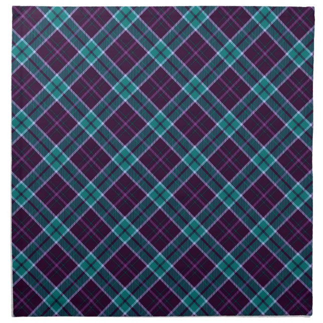 Blue and Purple Christmas Plaid Pattern Cloth Napkin (Front)