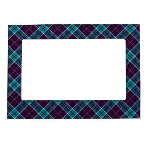 Blue and Purple Christmas Plaid Pattern Magnetic Frame