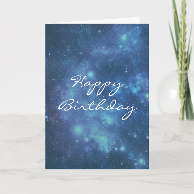 Blue and Purple Cosmic Space Image Happy Birthday Card (Front)