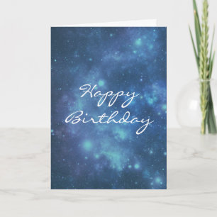 Blue and Purple Cosmic Space Image Happy Birthday Card