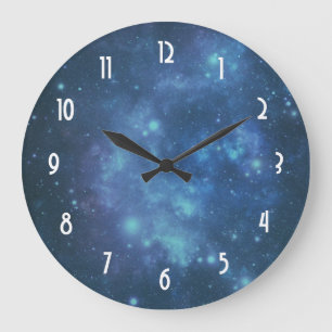 Blue and Purple Cosmic Space Image Large Clock
