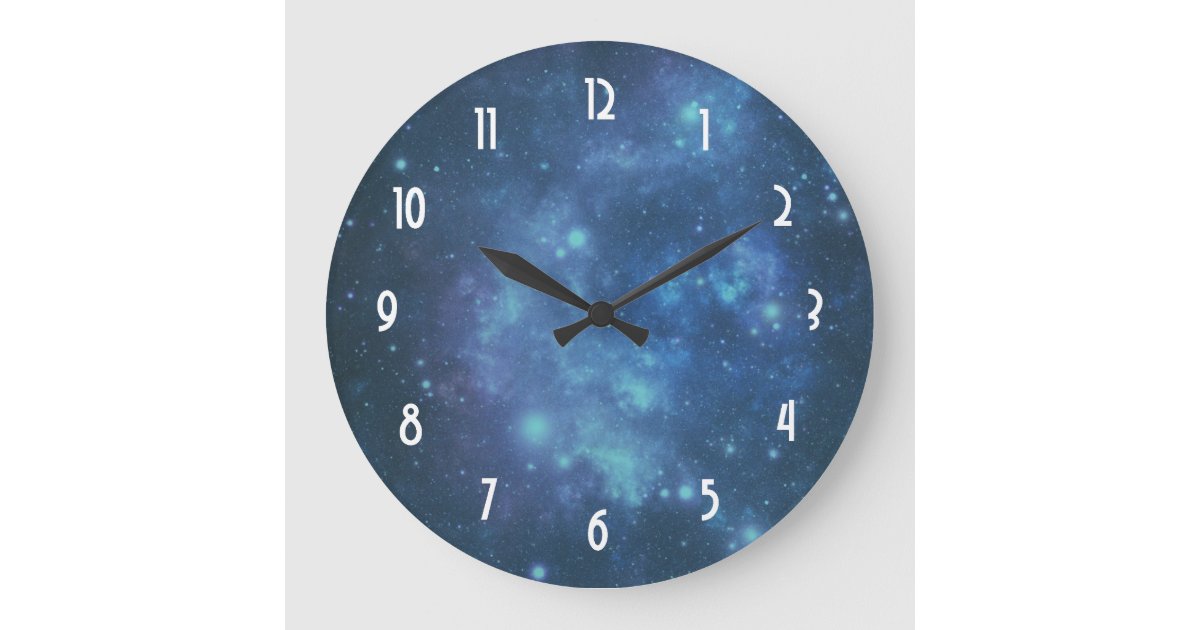 Blue and Purple Cosmic Space Image Large Clock | Zazzle
