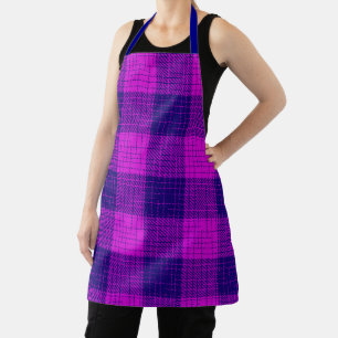 Blue and Purple Crosshatch Checkered Design Apron